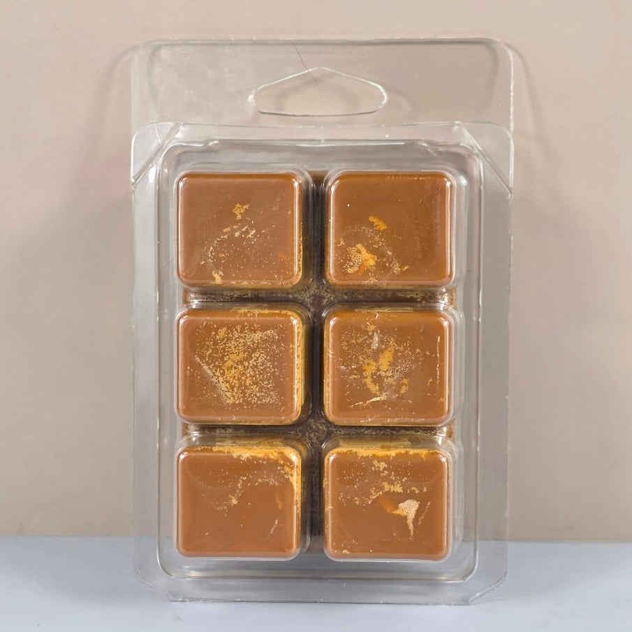 Coffee House Soy Wax Melt cubes in hand-poured soy wax clamshell packaging