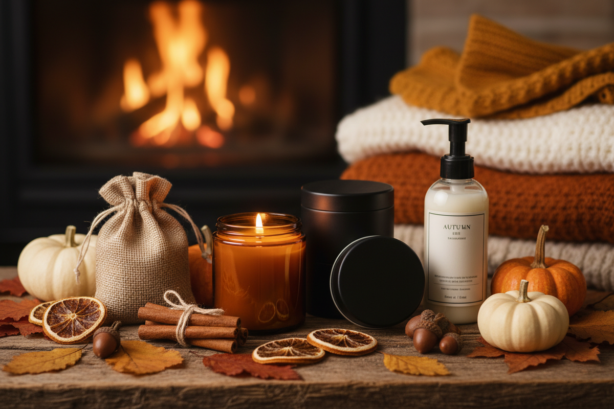 Fall wax melts, soy candles, and autumn home fragrance products from the Autumn & Fall Fragrance Collection by Smell Good Candles