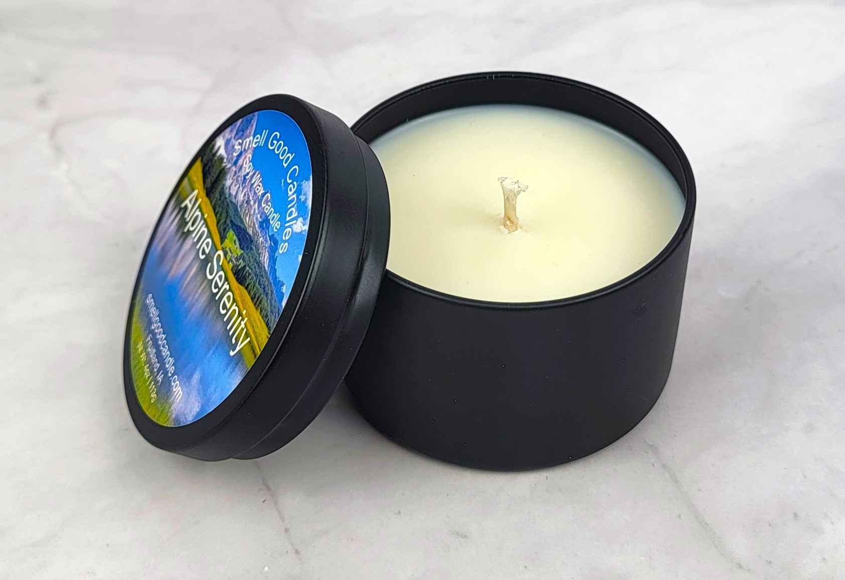 Winter wonderland inspired Alpine Serenity soy wax candle