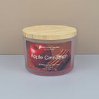 Apple Cinnamon wood-wick soy candle with red apple and cinnamon aroma
