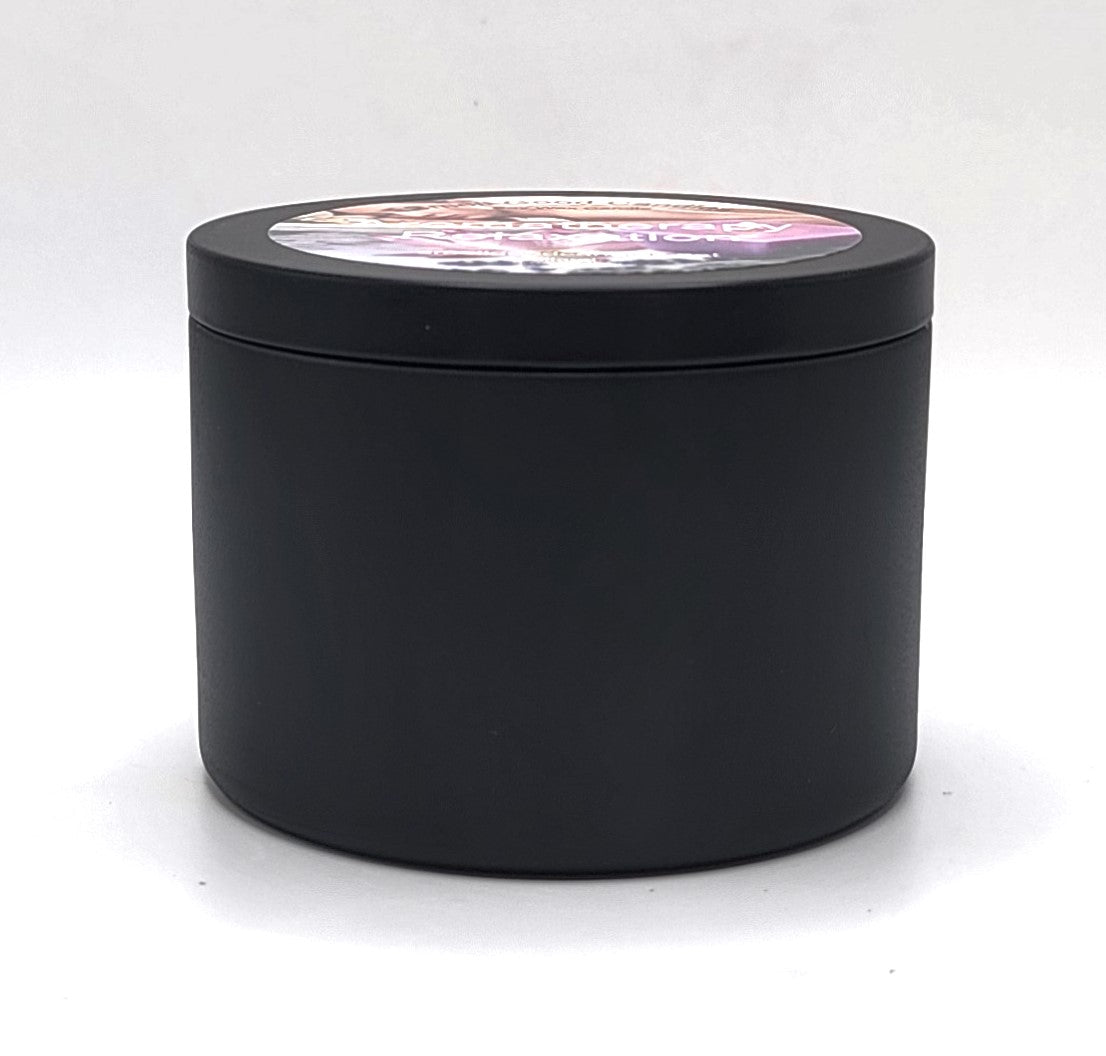 Matte black tin soy wax candle - Closed 8 oz aromatherapy relaxation candle