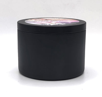 Aromatherapy Relaxation 8oz Soy Candle in black candle tin with hand-poured soy wax