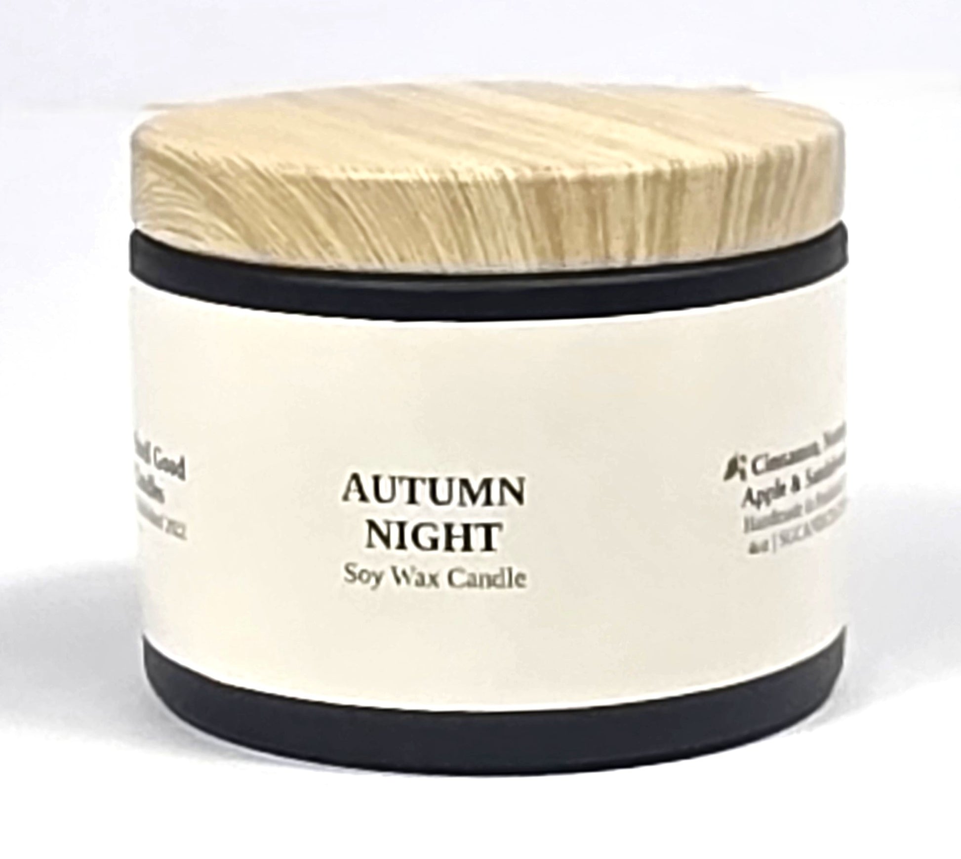Autumn Night 4oz Soy Candle with cinnamon, apple, sandalwood, and cedar musk fragrance notes