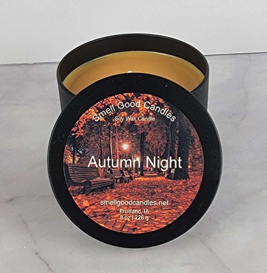 Cozy home decor with matte black tin soy wax candle - Aromatherapy for relaxation and ambiance