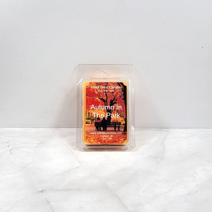 Autumn In The Park Soy Wax Melt with apple, citrus, amber, and woody fragrance notes