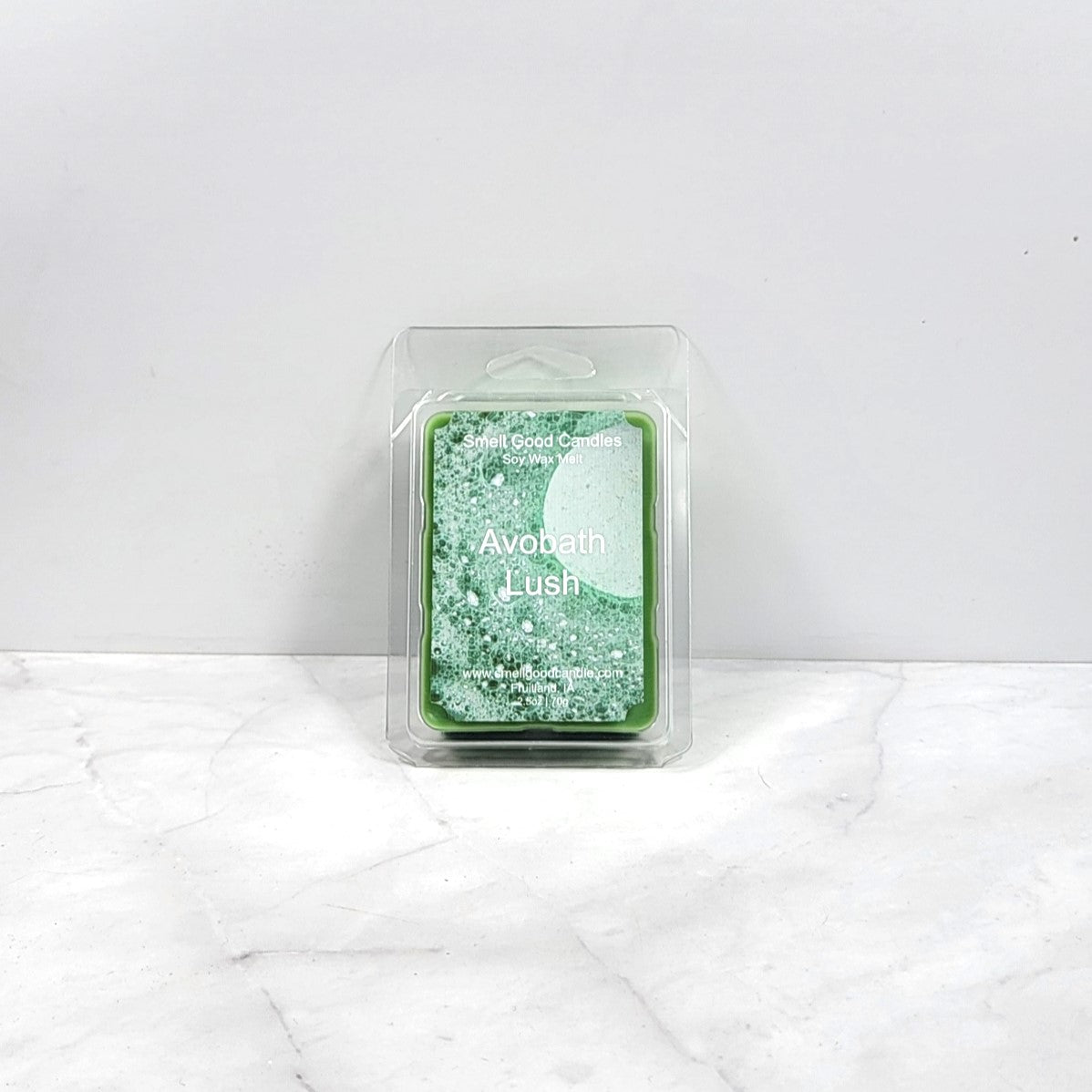 Avobath wax melt with fresh lemongrass and lavender sprigs