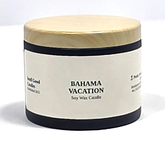 Bahama Vacation 4oz Soy Candle with peach, strawberry, mango, and tropical fragrance notes