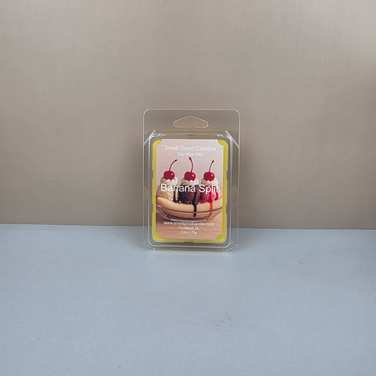Packaged dessert-themed product on a gray background