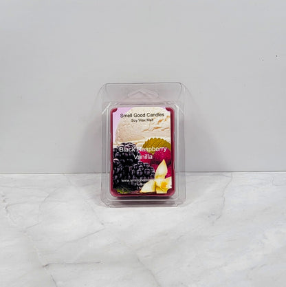 Black Raspberry Vanilla Soy Wax Melt with black raspberry, berry, and vanilla fragrance notes