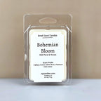 Bohemian Bloom luxury wax melt by Smell Good Candles, featuring an earthy floral scent with Cattleya Orchid, White Birch, Patchouli, and Dark Amber.