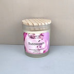 Bubblegum soy wax candle 10oz white frosted jar wood lid