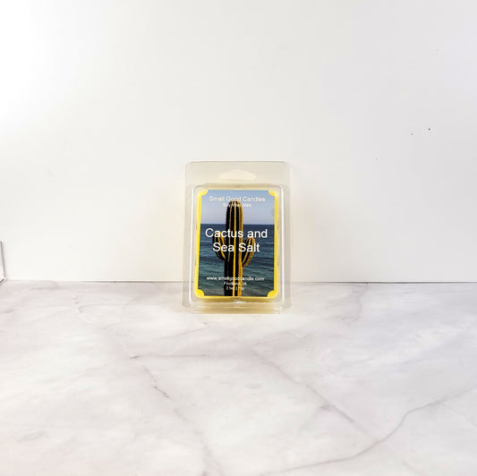 Cactus & Sea Salt wax melt with green cactus and sea decor