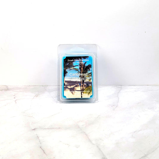 Caribbean Breeze soy wax melt with tropical fruit and candy notes