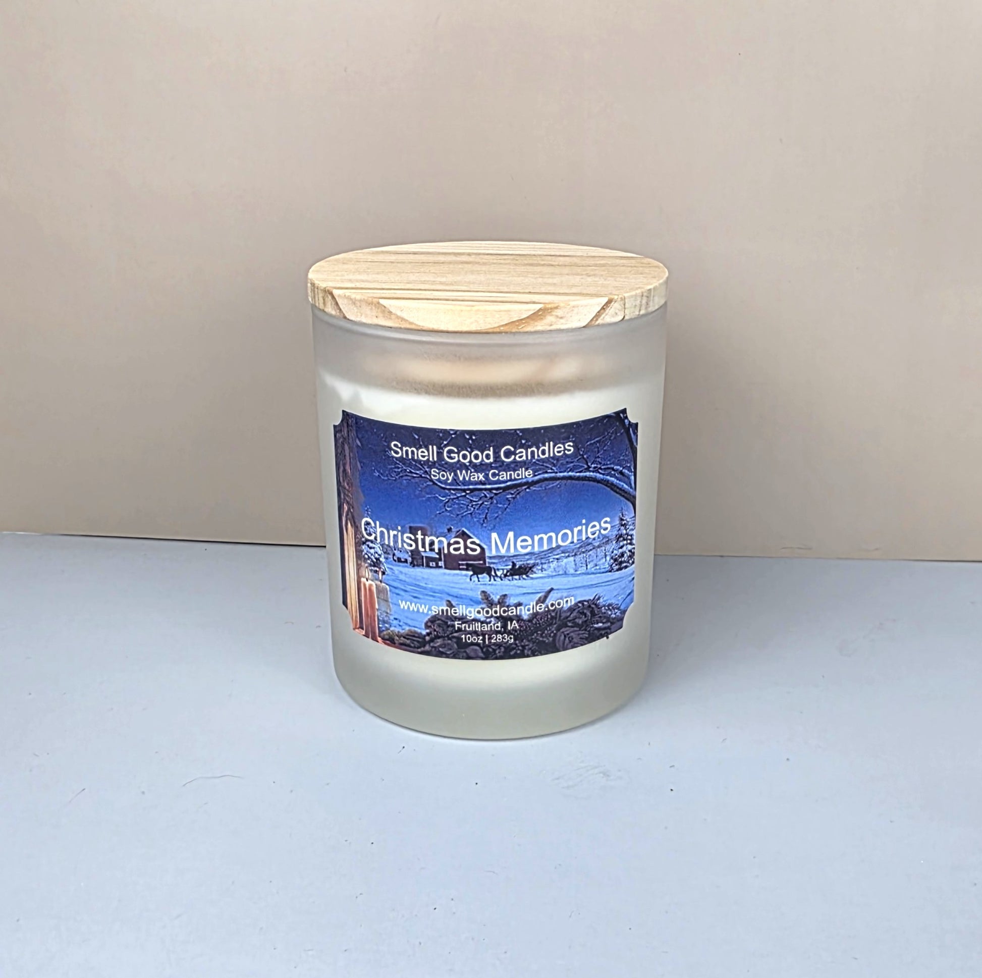 Festive soy candle with warm holiday aroma
