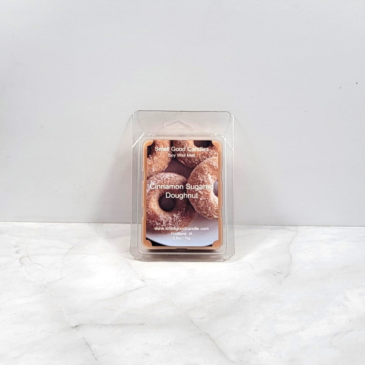 Cinnamon Sugared Doughnut wax melt packaging on a white background