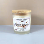 Luxury soy candle in white frosted jar, Clean Cotton scent, minimalist home decor.