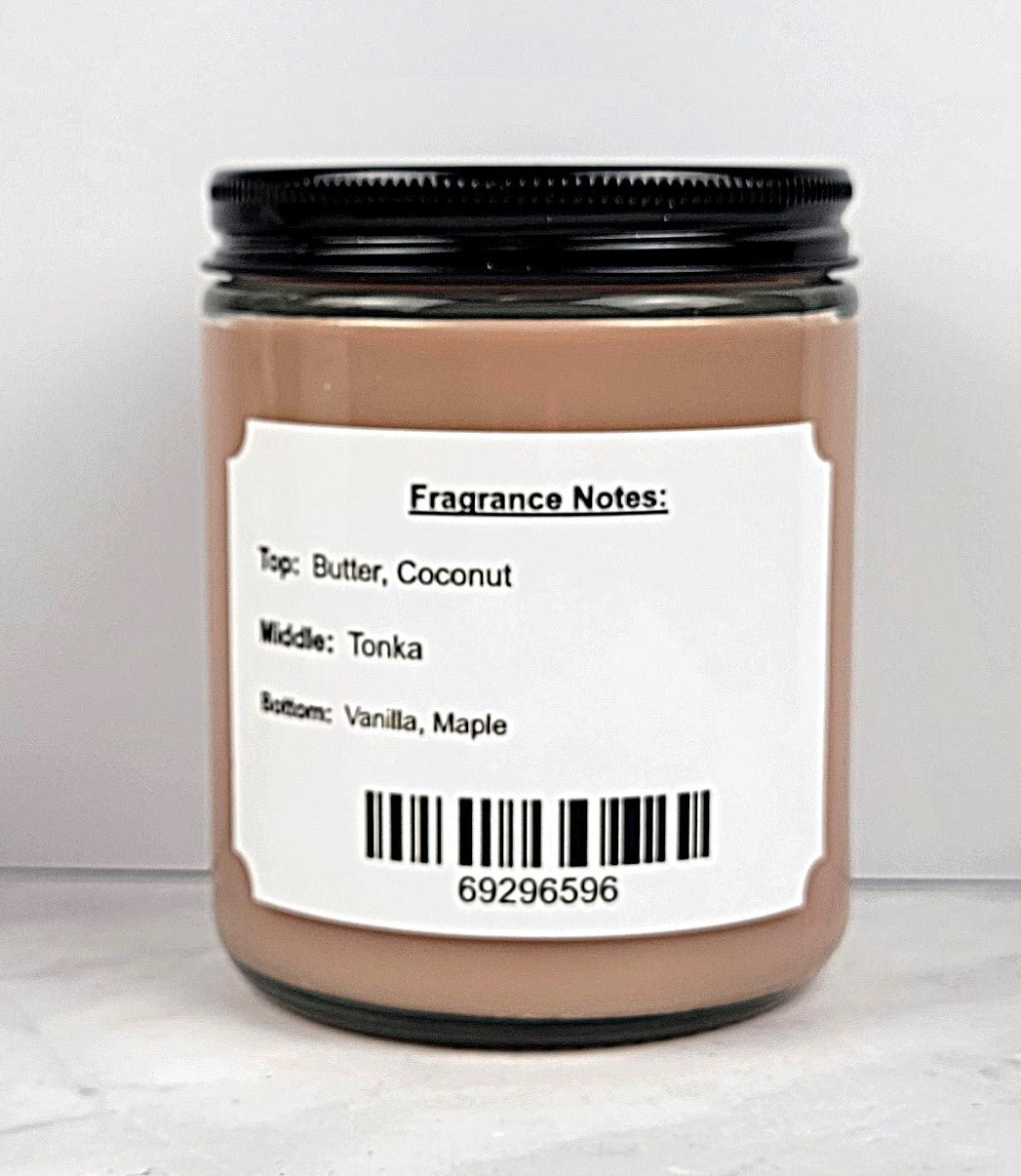 Long-lasting coffee-scented soy wax candle with butter, tonka, and coconut