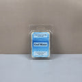 Packaged wax melt with 'Cool Water' label on a neutral background