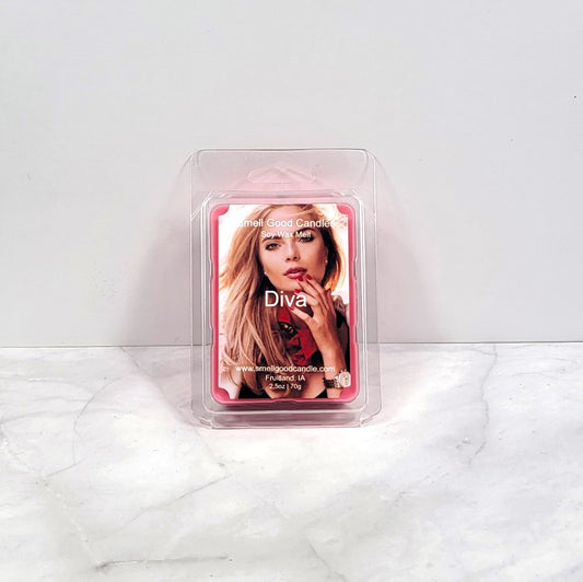Glamorous Diva wax melt warming in an elegant, modern setting