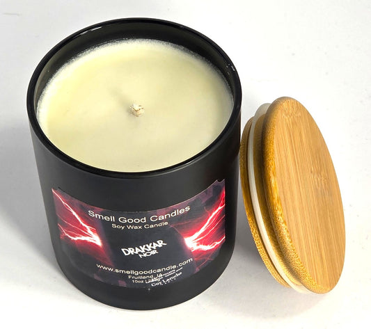 Hand-poured cologne-inspired candle featuring leather, amber, and vetiver notes.