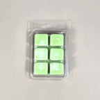 Labeled Eucalyptus & Spearmint soy wax melt in a 2.5oz clamshell. The premium label features high-resolution botanical imagery of fresh eucalyptus leaves and vibrant spearmint sprigs, emphasizing the natural aromatherapy profile.