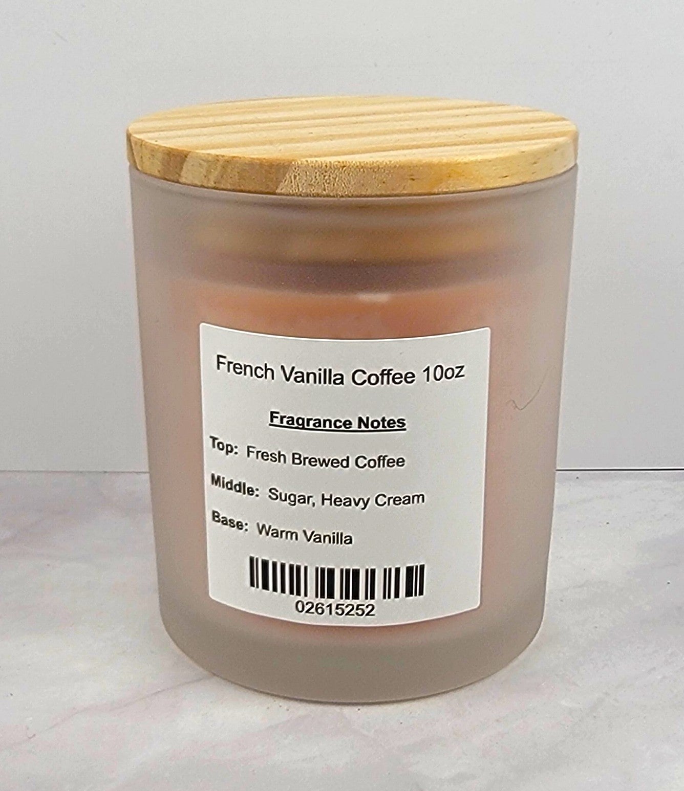 10oz French Vanilla Coffee Soy Wax Candle in a reusable glass jar, featuring a rich coffee and creamy vanilla scent for a cozy, café-inspired ambiance.