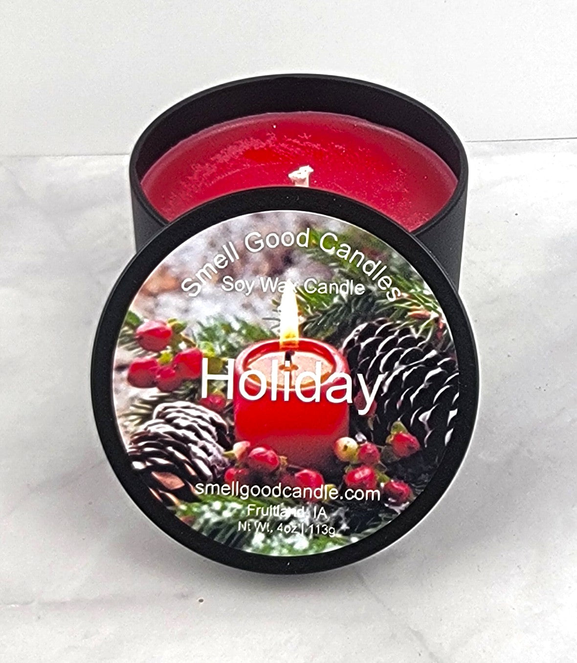 Holiday Premium Candle 4oz soy wax with festive fragrance