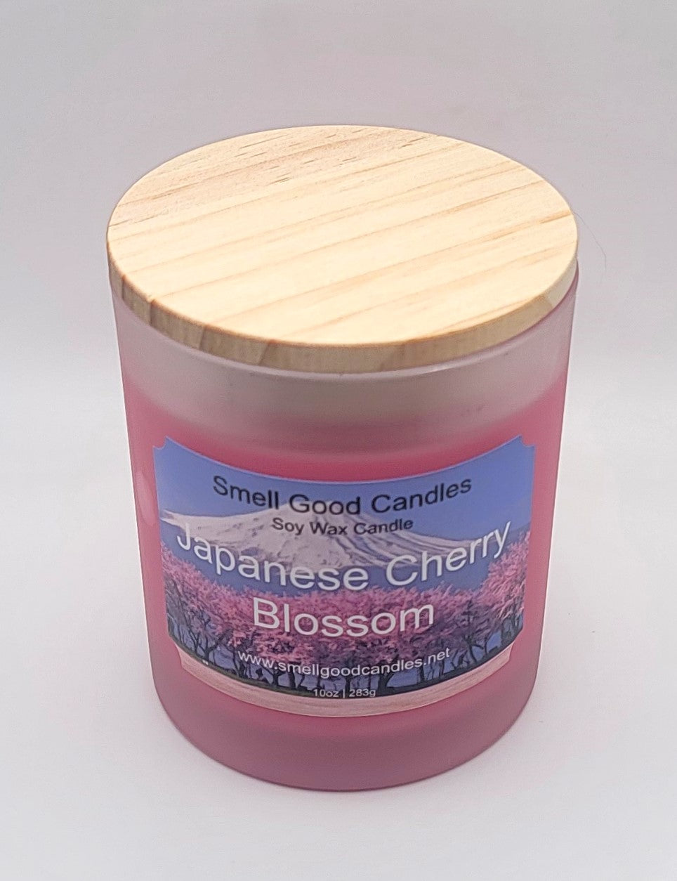 Floral soy candle with cherry blossom and freesia