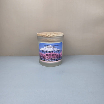 Japanese Cherry Blossom 8oz Soy Candle with cherry blossom, freesia, sandalwood, and floral fragrance notes