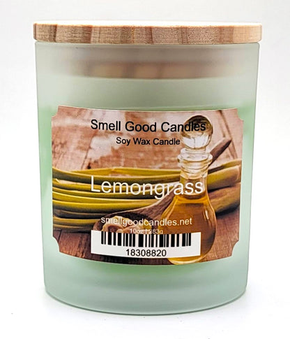 Lemongrass 10oz scented soy wax candle handcrafted in Iowa with fresh citrus and herbal fragrance notes