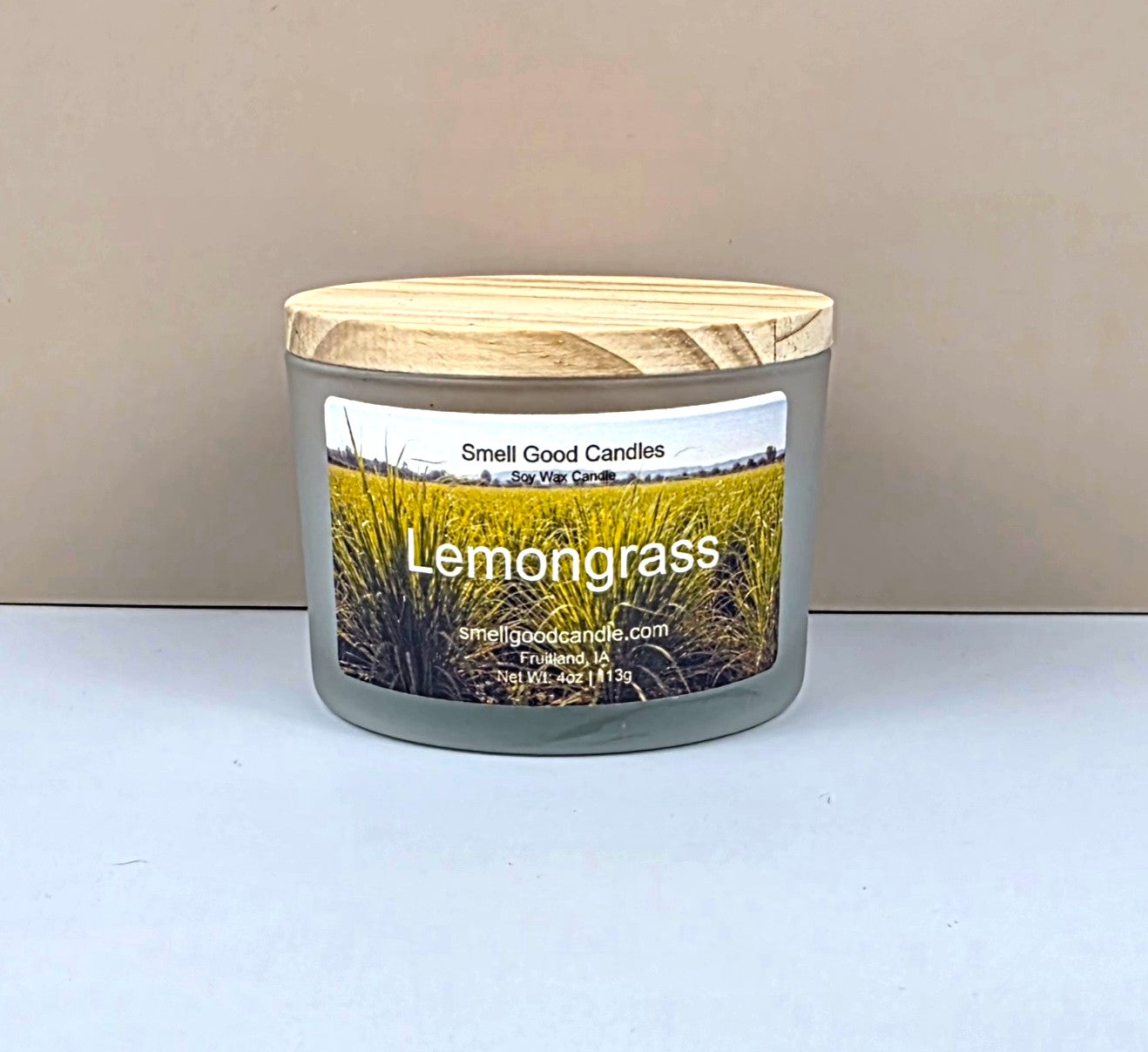 Lemongrass soy candle with citrus and sandalwood fragrance