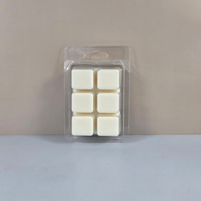 Mahogany Coconut Soy Wax Melt cubes in hand-poured soy wax clamshell packaging