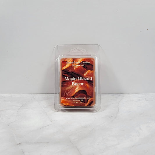 Maple Glazed Bacon wax melt in rustic kitchen setting