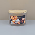 Marshmallow Fireside soy candle with vanilla and amber fragrance