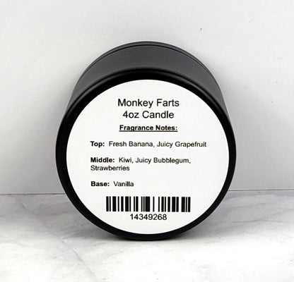 Monkey Farts 4oz Soy Candle with sweet tropical fruit fragrance
