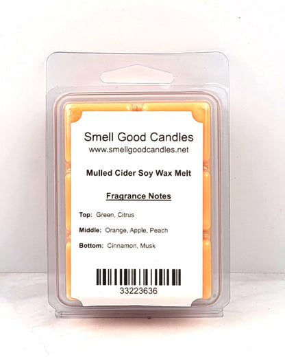 Mulled Cider Soy Wax Melt cubes in hand-poured soy wax clamshell packaging
