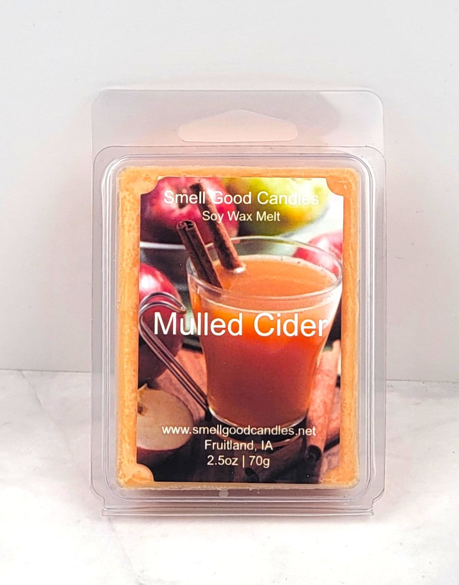 Mulled cider wax melt with autumn leaves and apples