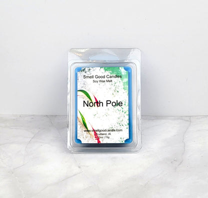 North Pole Soy Wax Melt with peppermint, eucalyptus, vanilla, and winter fragrance notes