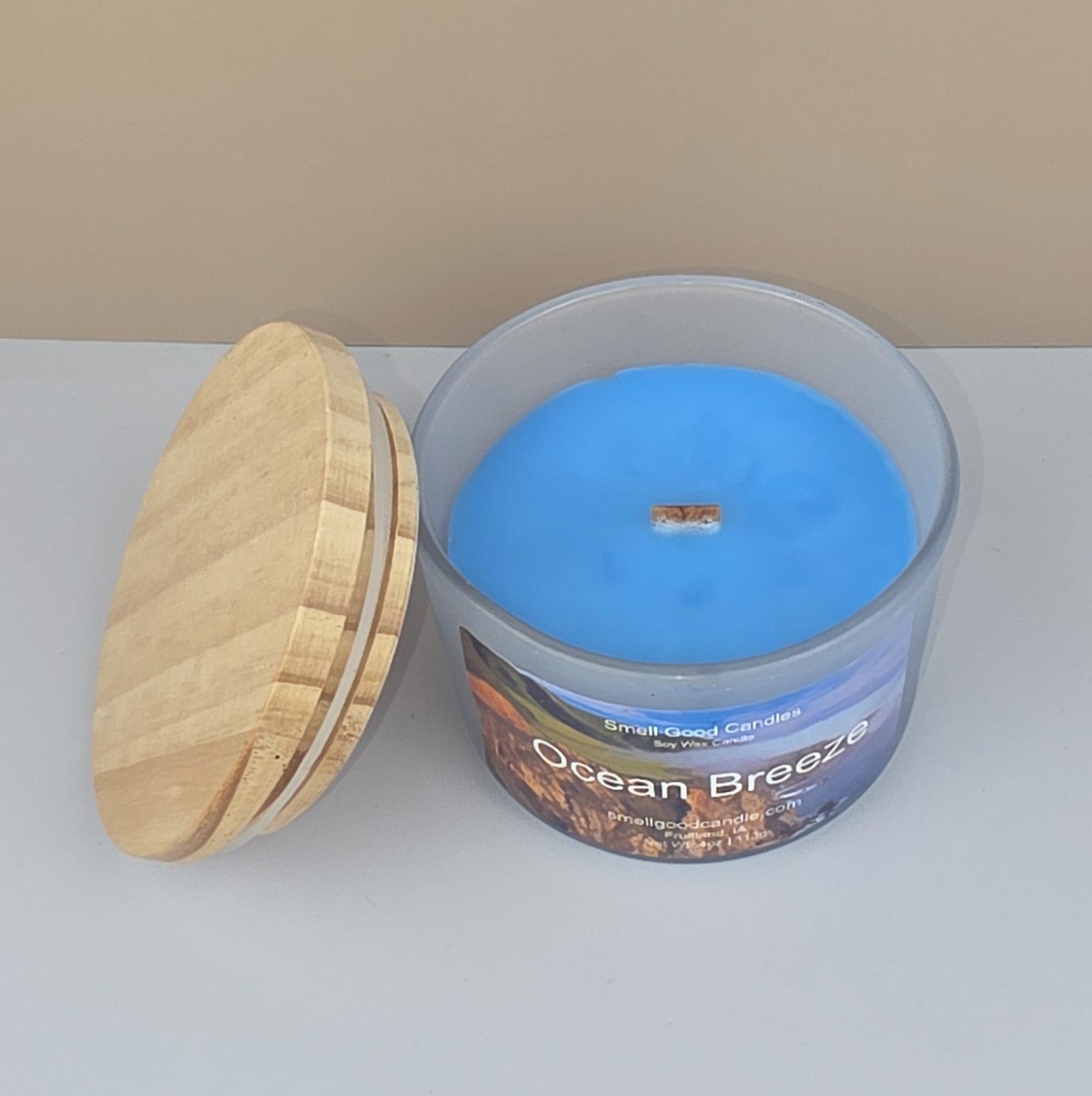 Hand-poured coastal candle with fresh ocean-inspired aroma