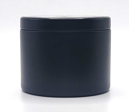 Peppermint and eucalyptus soy candle in minimalist tin