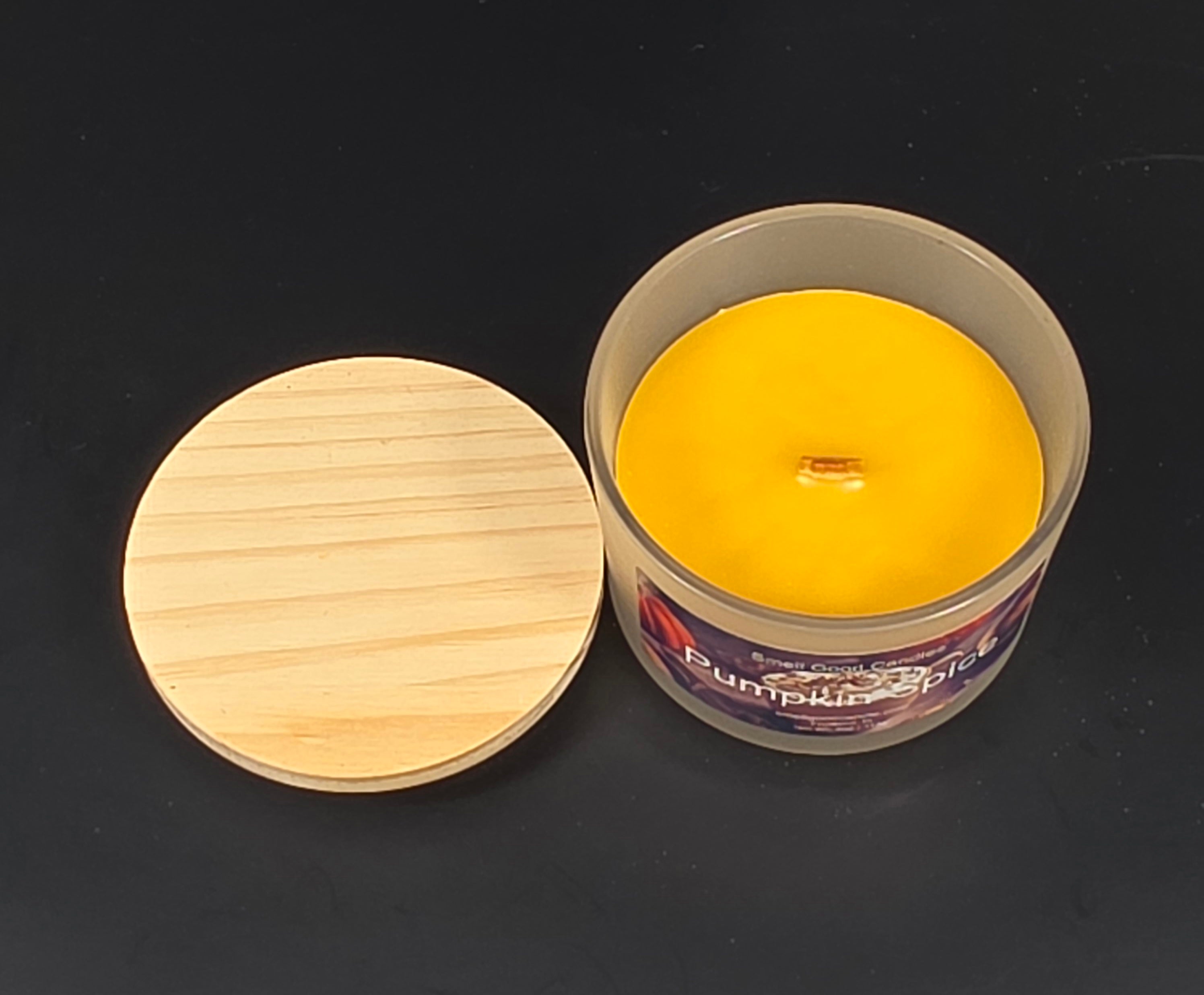 Hand-poured autumn soy candle with warm pumpkin aroma