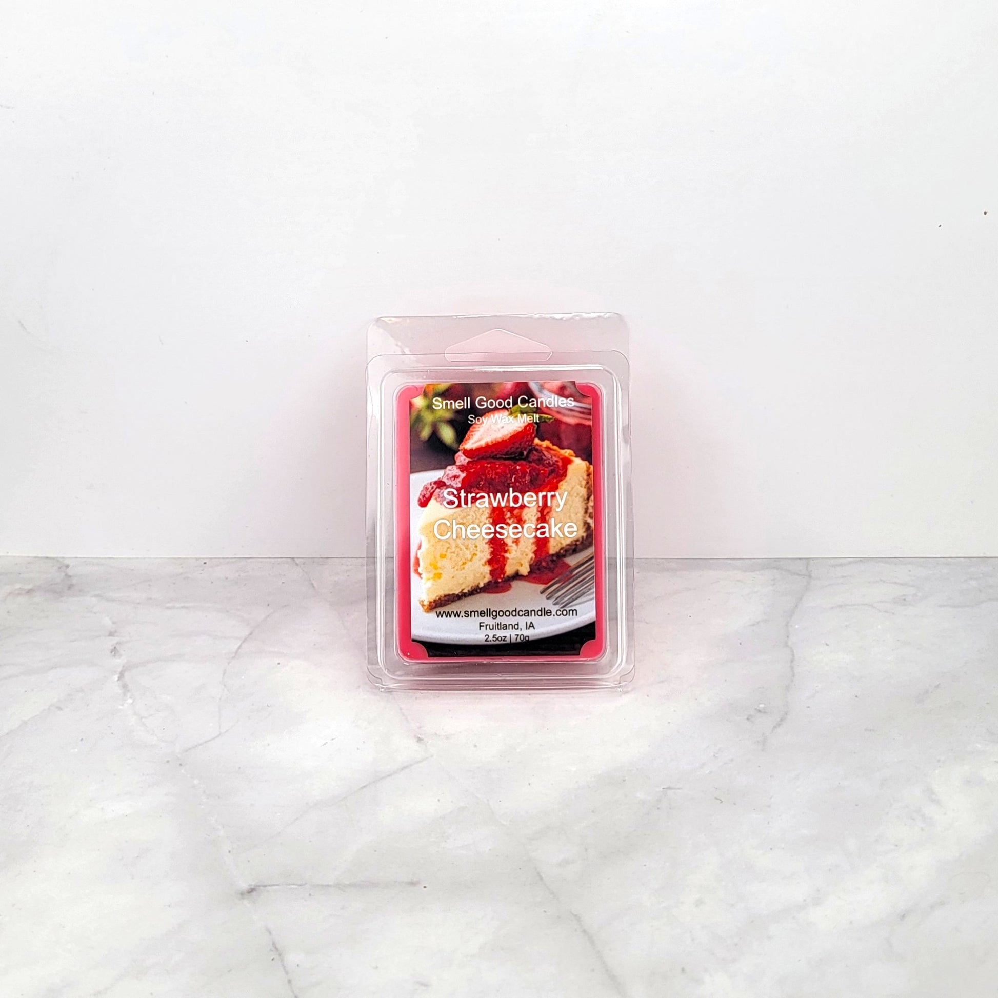 Handcrafted soy wax melt with strawberry and vanilla scent
