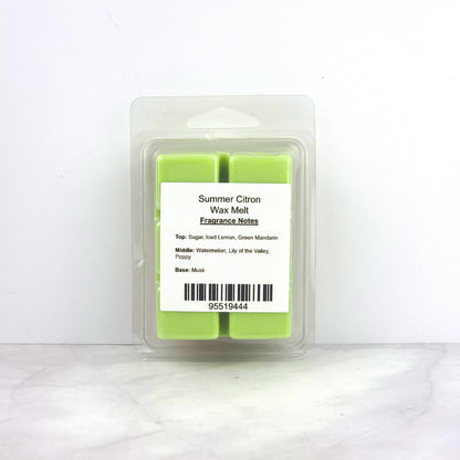 Hand-poured 100% soy wax melt with zesty citrus, juicy watermelon, and soft musk, creating a clean, long-lasting summer-inspired scent.