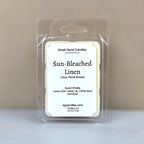 Sun-Bleached Linen wax melt by Smell Good Candles, a fresh and clean floral fragrance with notes of Lemon Zest, Water Lily, White Birch, and Soft Musk.