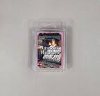 Packaged candle labeled 'Sweater Weather' on a gray background