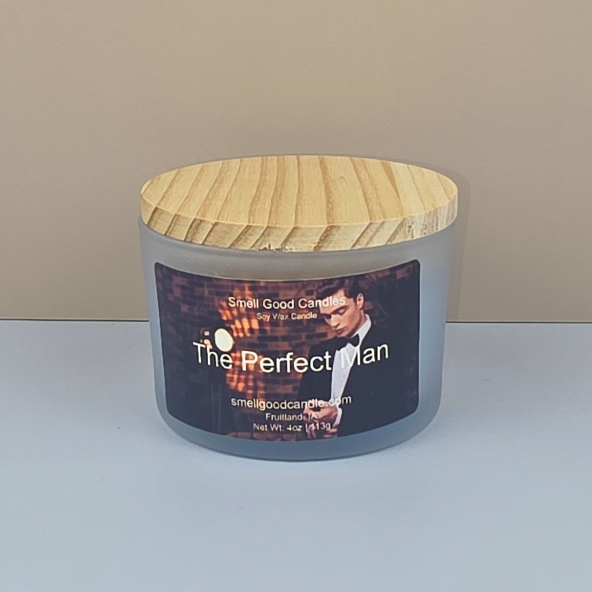 The Perfect Man soy candle with grapefruit, peppercorn, and cedar aroma