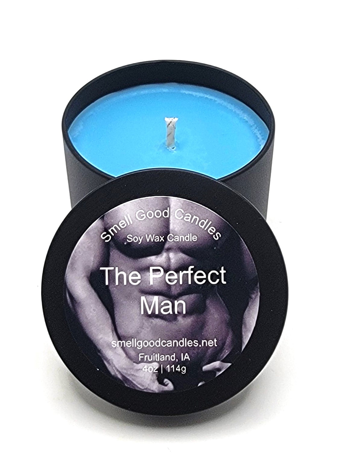 The Perfect Man 4oz Soy Candle with bergamot, cedarwood, patchouli, and vetiver fragrance notes