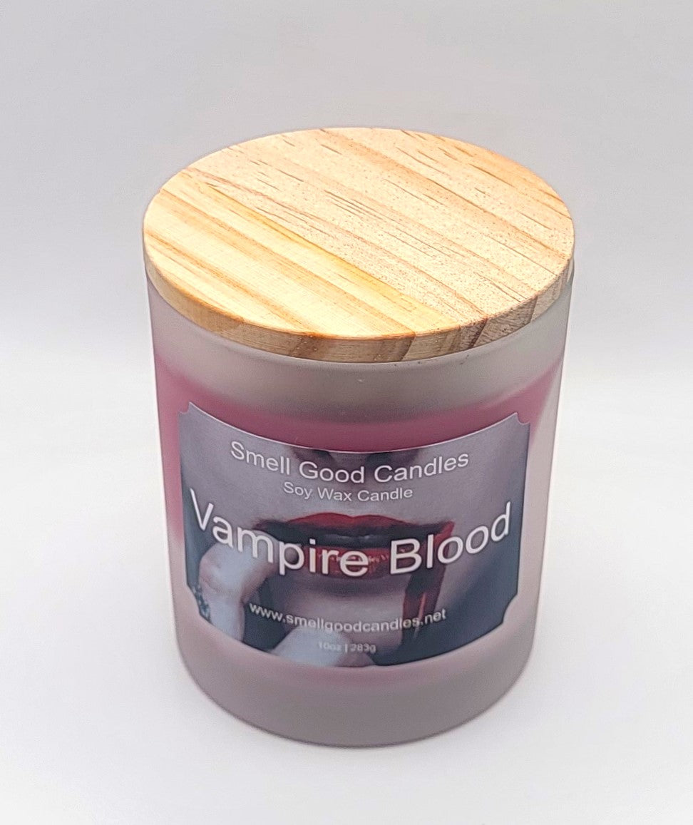 10oz red candle in glass jar with eerie ambiance