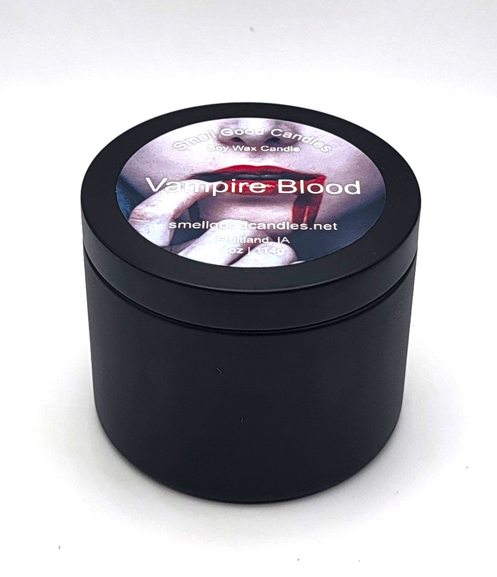 Halloween-inspired vampire candle with jasmine and plum scent