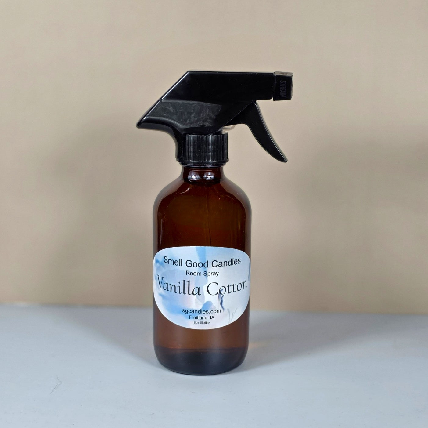 Luxury Vanilla Cotton Room Spray featuring a comforting fragrance of soft cotton, vanilla, and a delicate floral touch of plumeria for a fresh home ambiance.